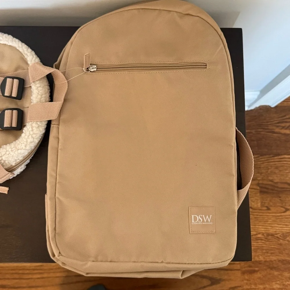NWT DSW Beige and White Women's Backpack with Mini Backpack